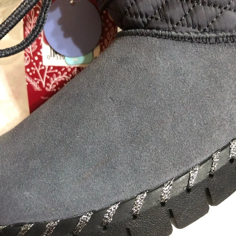 MUK LUKS Flexi Bridgehampton Dark Grey Suede Leather faux Fur Lined Boot sz 7